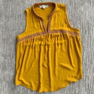 LOFT • Mustard Yellow V-Neck Sleeveless Top Blouse